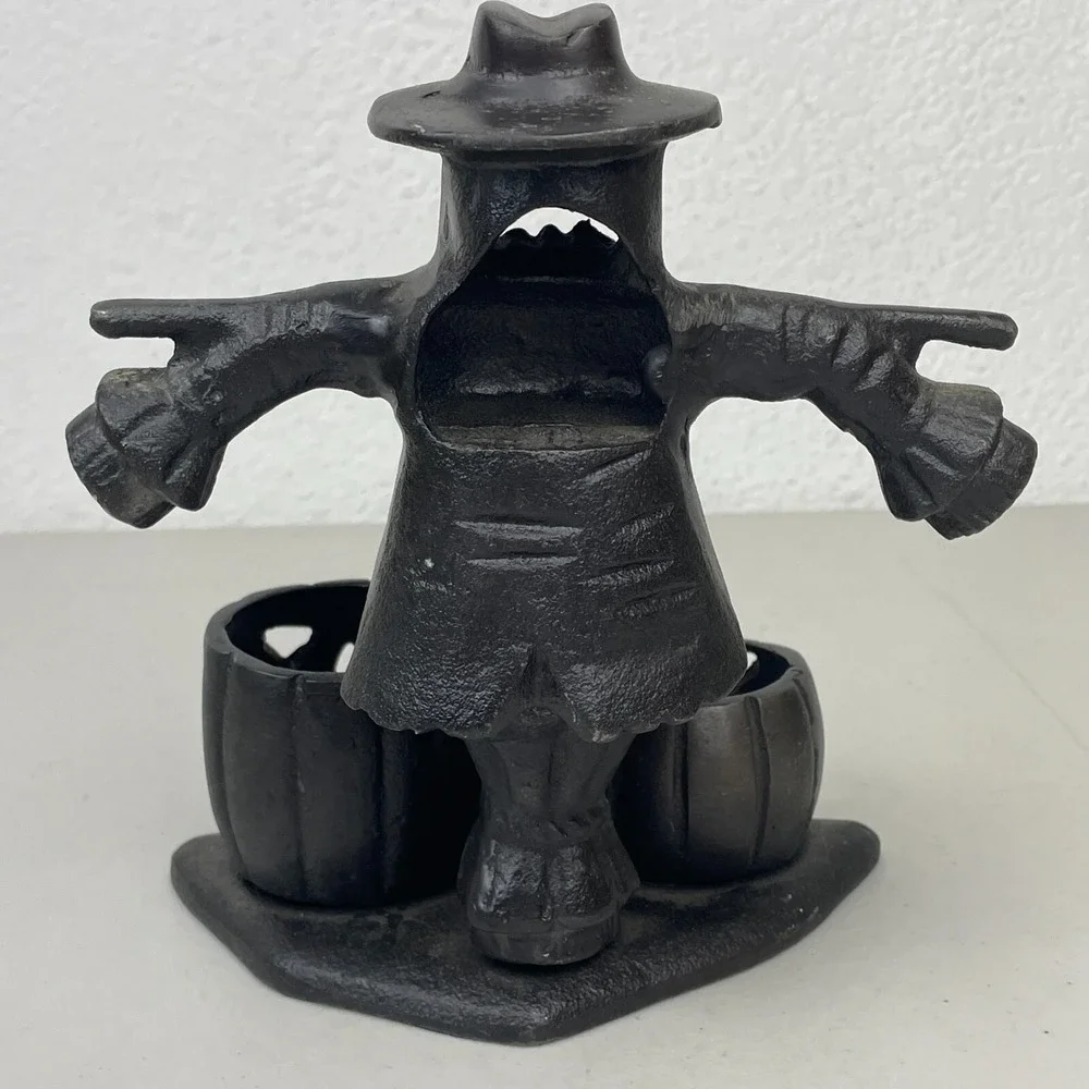Vintage Halloween Tea Light Holder Yankee Candle Illuminations Scarecrow Pumpkin